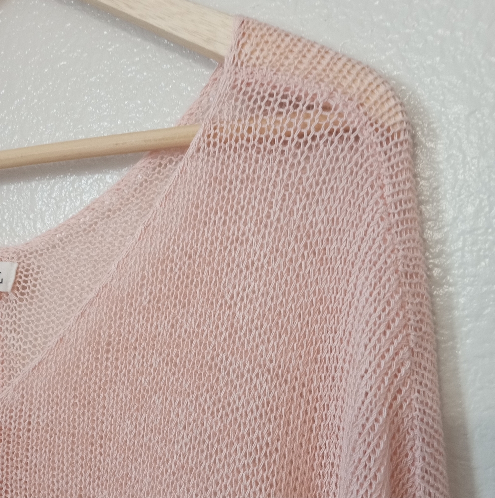 POL Knit Crochet Oversized Women's Pink Top Beach Coastal Cottagecore - Picture 5 of 8